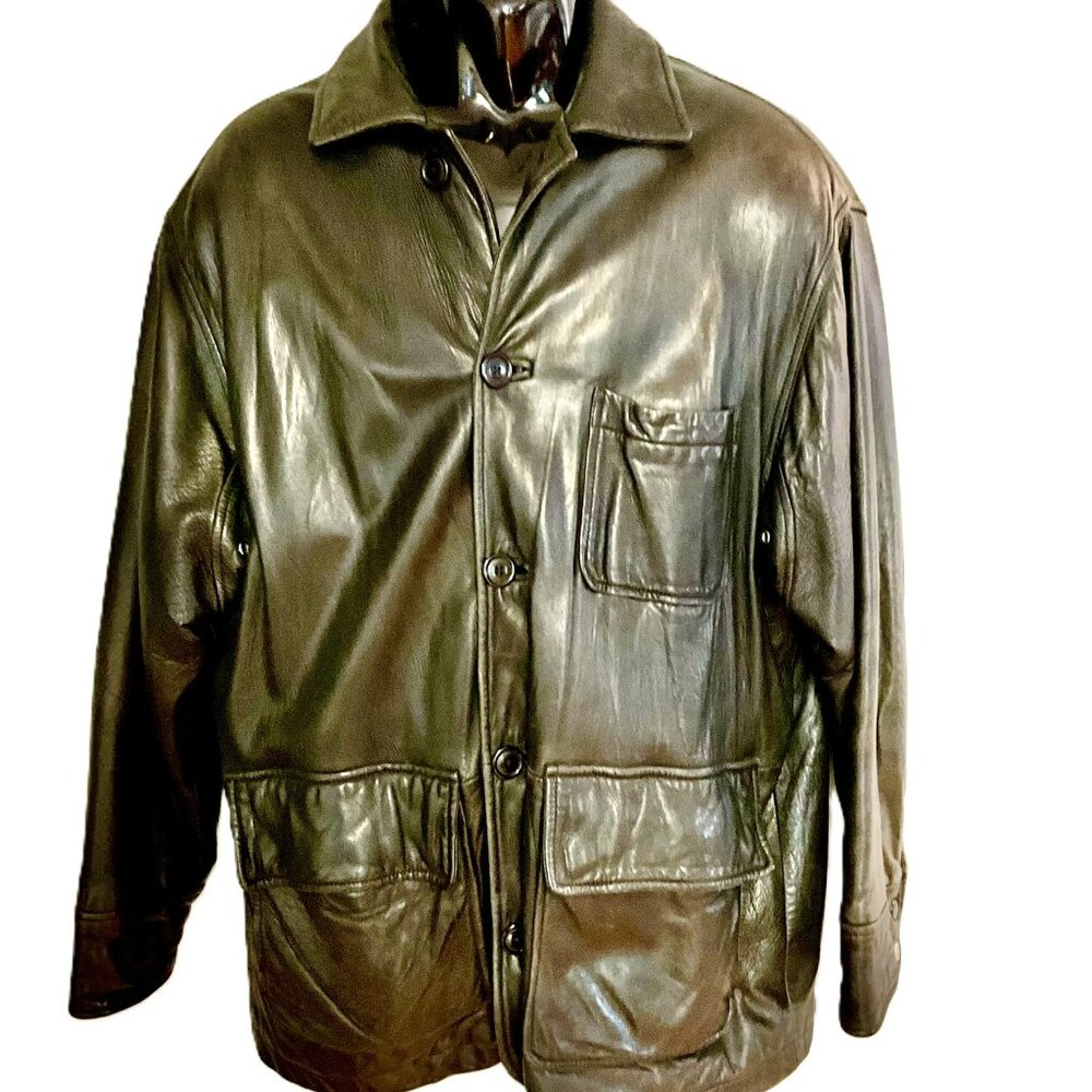 Vintage Andrew Marc New York Black 100% Leather Jacket Size M
